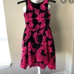 Zoe ltd Black pink lace high low dress gown 11 12